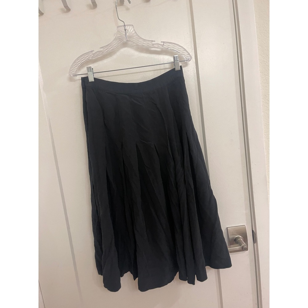 Vintage Pleated Black Midi Skirt Goth Cottagecore Twee Classic Preppy - Picture 4 of 6